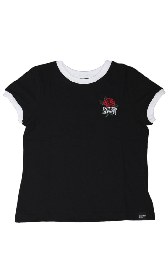 Camiseta Blunt Flower Embroidery Feminina Preto - NewSkull