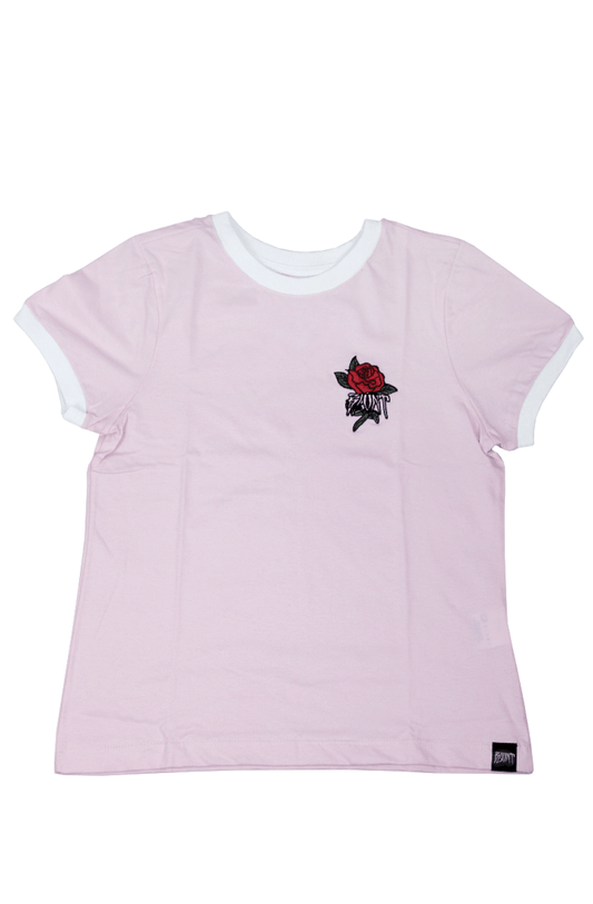 Camiseta Blunt Flower Embroidery Rosa - NewSkull