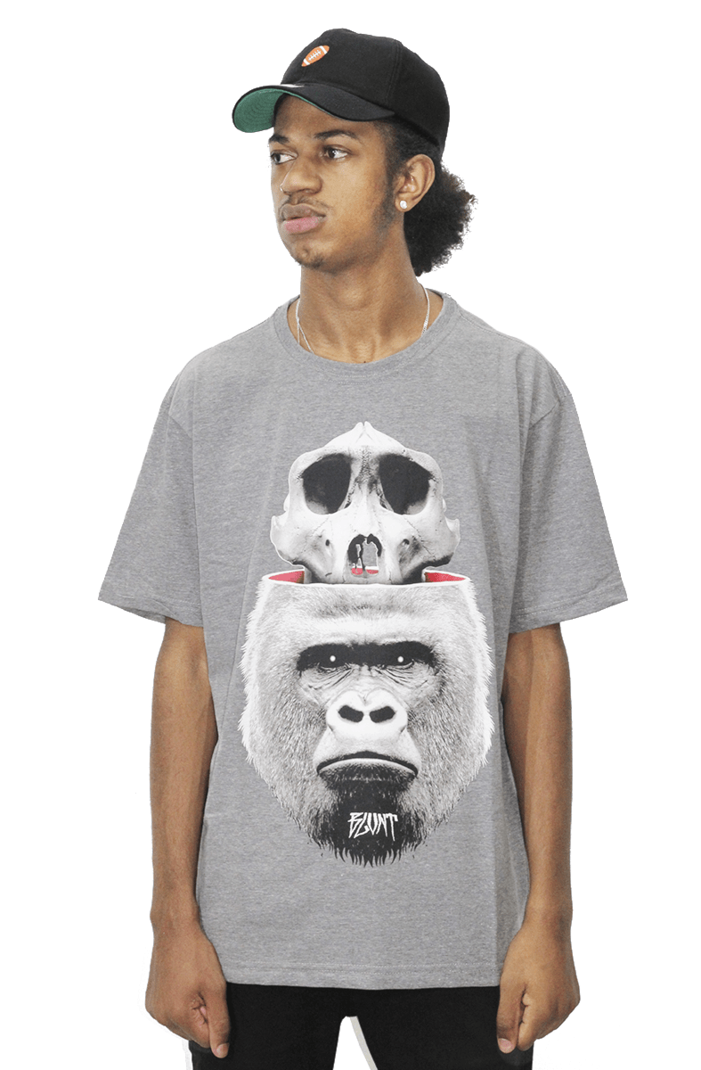 Camiseta Blunt Open Head Gorilla Cinza - NewSkull