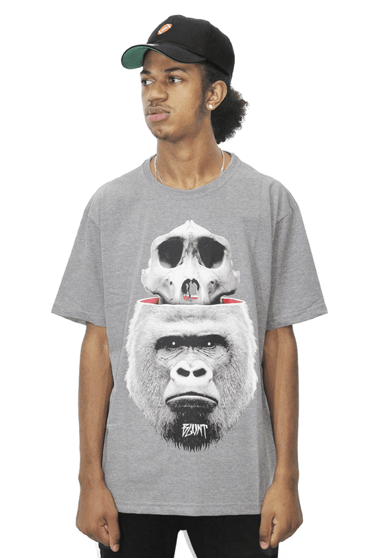 Camiseta Blunt Open Head Gorilla Cinza - NewSkull