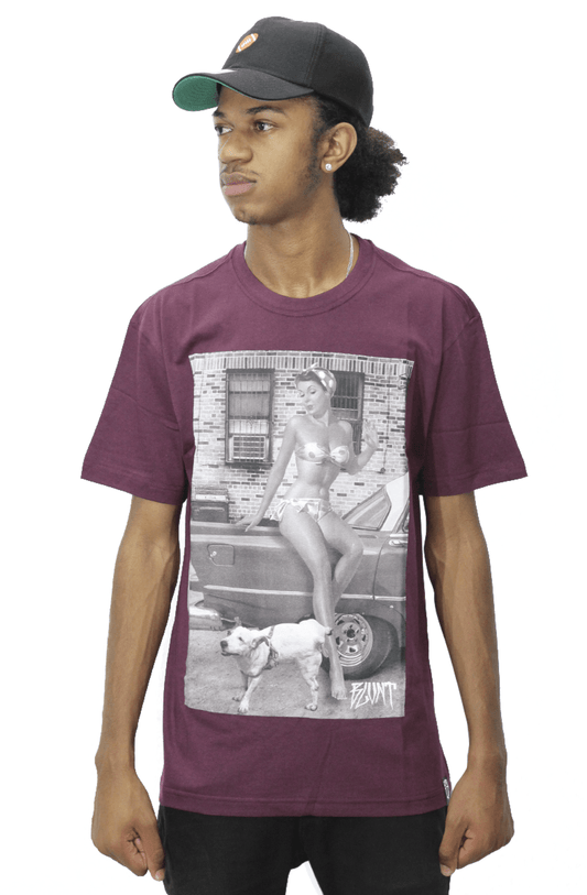 Camiseta Blunt Pinup And Dog Peeing Bordo - NewSkull