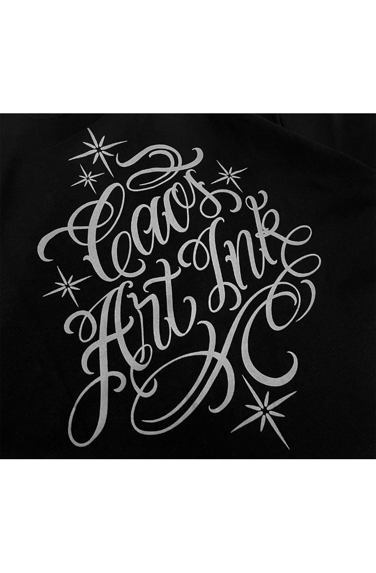 Camiseta Caos Art Ink Cursiva Preto - NewSkull