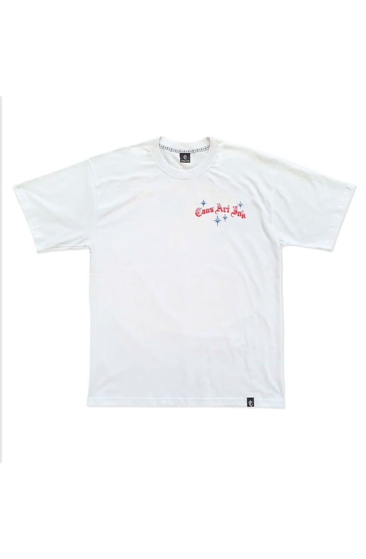 Camiseta Caos Art Ink ENFRENTÁDOLO Branco/Azul - NewSkull
