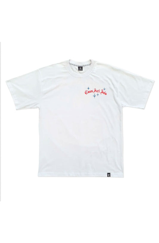 Camiseta Caos Art Ink ENFRENTÁDOLO Branco/Azul - NewSkull