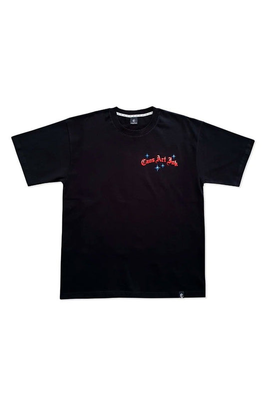 Camiseta Caos Art Ink ENFRENTÁDOLO Preta/Azul - NewSkull
