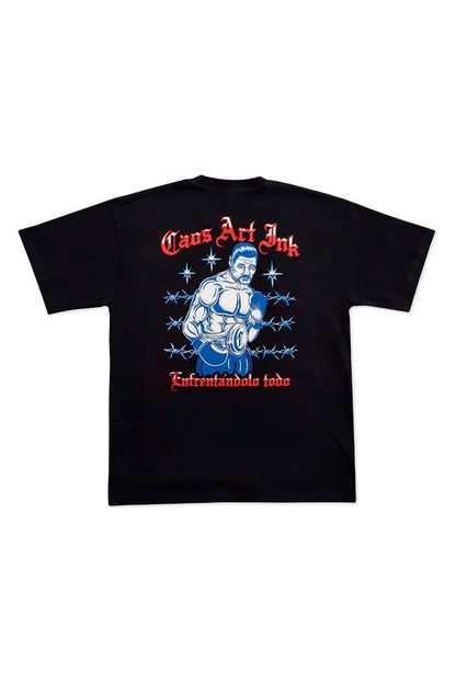 Camiseta Caos Art Ink ENFRENTÁDOLO Preta/Azul - NewSkull