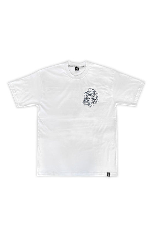 Camiseta Caos Art Ink Pavão Branca - NewSkull