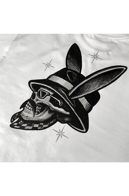 Camiseta Caos Art Ink Playboy Branca - NewSkull