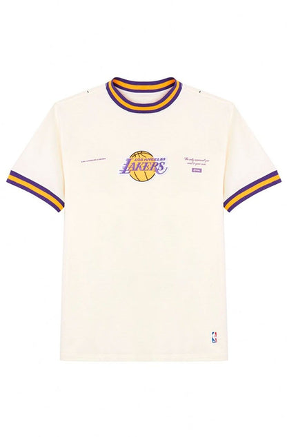 Camiseta Dystom Approve X NBA Lakers Off White/Amarelo - NewSkull