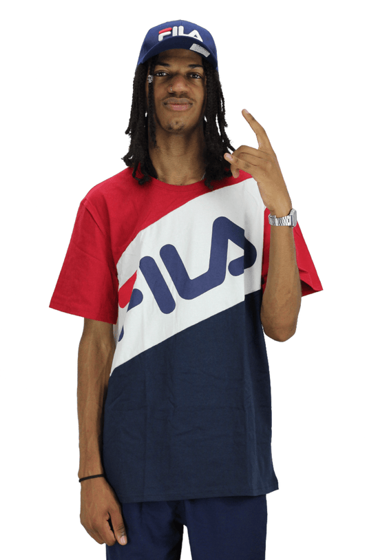 CAMISETA FILA BLOCKED OVERSIZE AZUL/VERMELHA - NewSkull
