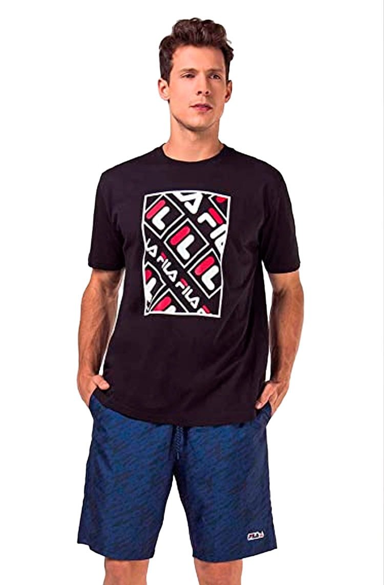 Camiseta FILA Canvas Logo Preta/Preta - NewSkull