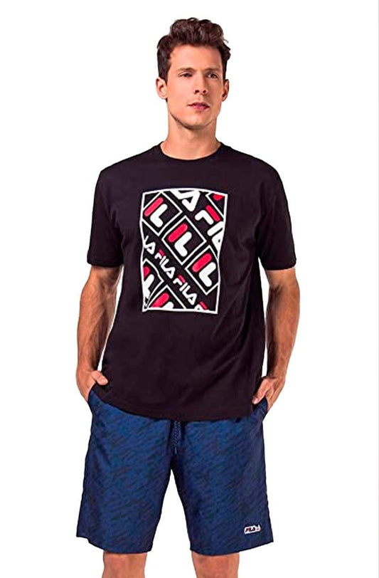 Camiseta FILA Canvas Logo Preta/Preta - NewSkull