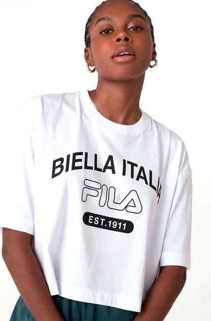 Camiseta Fila Copped Uc Biella Itália Feminina Branco - NewSkull