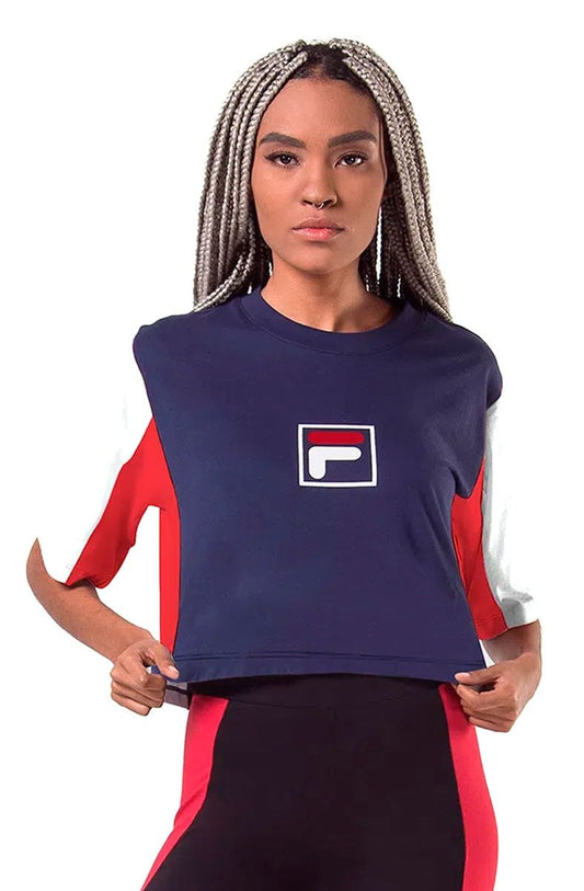 Camiseta FILA Cropped Colors Feminina Azul - NewSkull