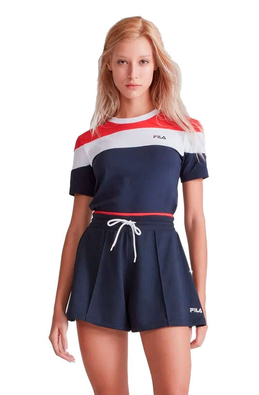 Camiseta Fila Cropped Maya Feminina Vermelha/Branca/Azul - NewSkull