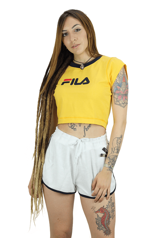 CAMISETA FILA FEMININA CROPPED PIA AMARELA - NewSkull