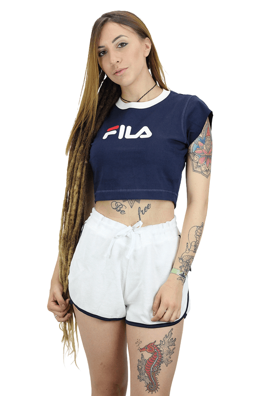 CAMISETA FILA FEMININA CROPPED PIA AZUL - NewSkull