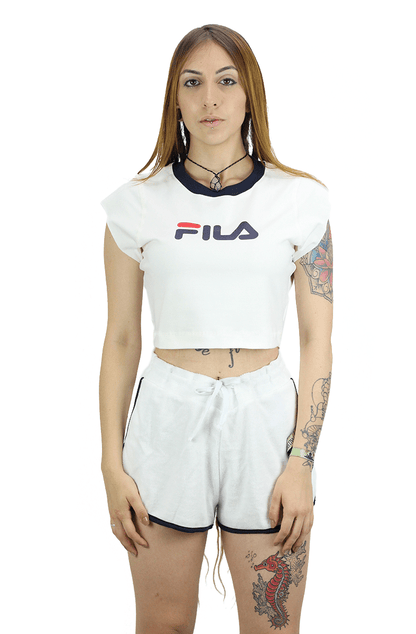 CAMISETA FILA FEMININA CROPPED PIA BRANCA - NewSkull