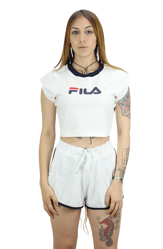 CAMISETA FILA FEMININA CROPPED PIA BRANCA - NewSkull