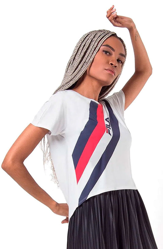 Camiseta FILA Macro Stripe Feminino Branca - NewSkull