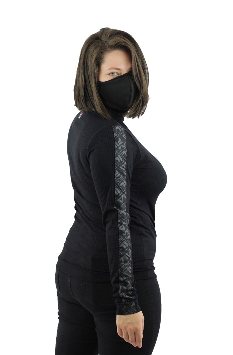 Camiseta FILA Manga Longa Canelado Ribbed Feminina Preta - NewSkull