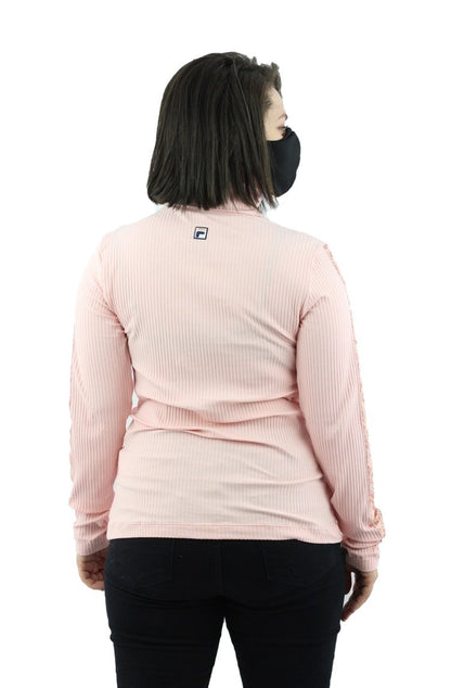Camiseta FILA Manga Longa Canelado Ribbed Feminina Rosa - NewSkull