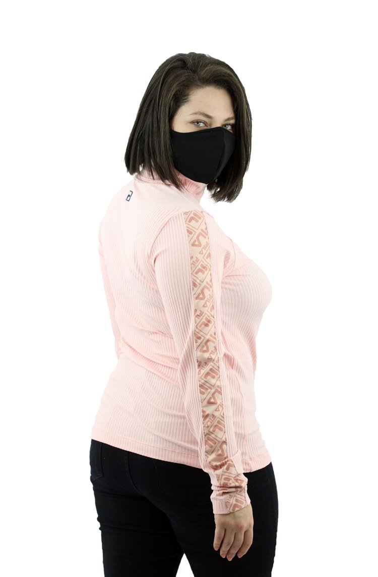 Camiseta FILA Manga Longa Canelado Ribbed Feminina Rosa - NewSkull