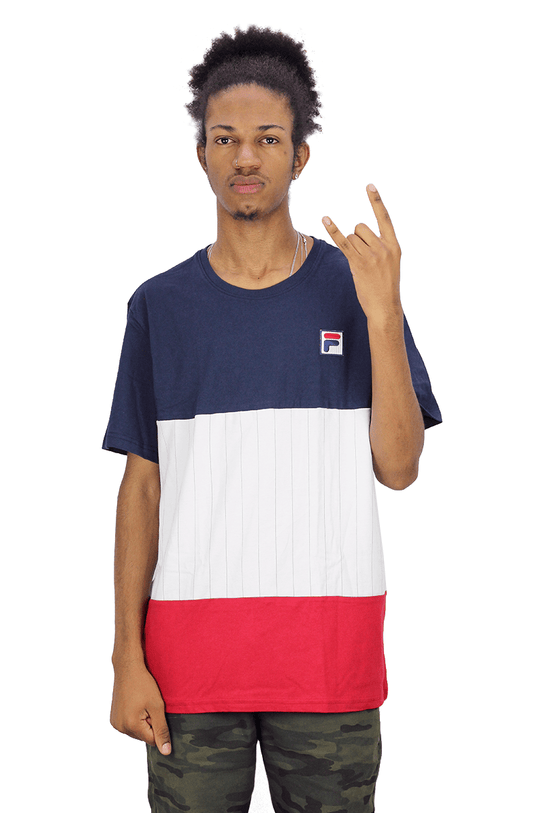 CAMISETA FILA PINSTRIPE BLOCKED AZUL - NewSkull