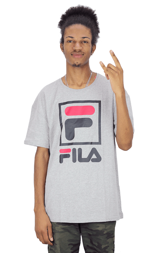 CAMISETA FILA STACK OVERSIZE CINZA - NewSkull