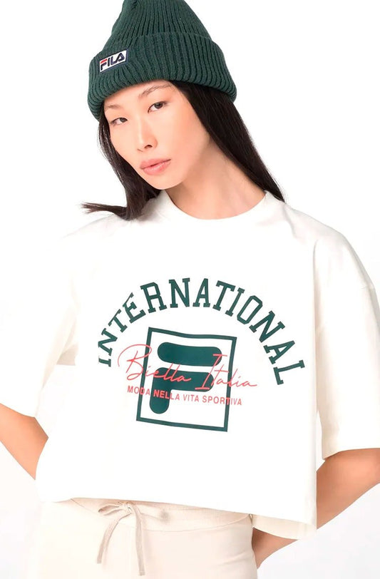 Camiseta Fila Uc Authentic Sport Feminina Bege/Verde - NewSkull