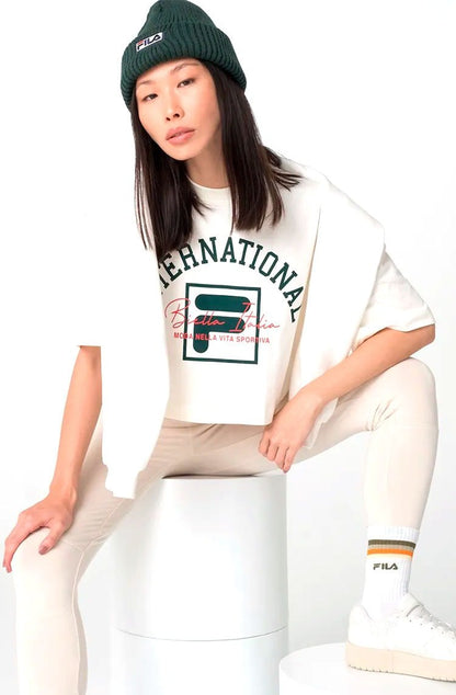 Camiseta Fila Uc Authentic Sport Feminina Bege/Verde - NewSkull