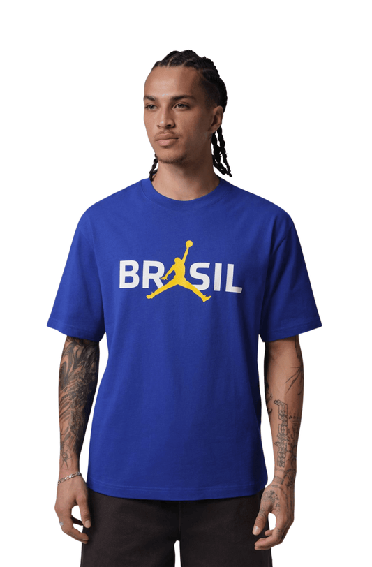 Camiseta Jordan Brasil 85 Crew Masculino Azul/Amarelo - NewSkull