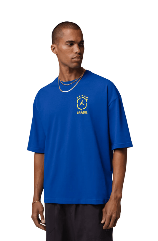 Camiseta Jordan Brasil 85 Oversized Masculino Azul/Amarelo - NewSkull