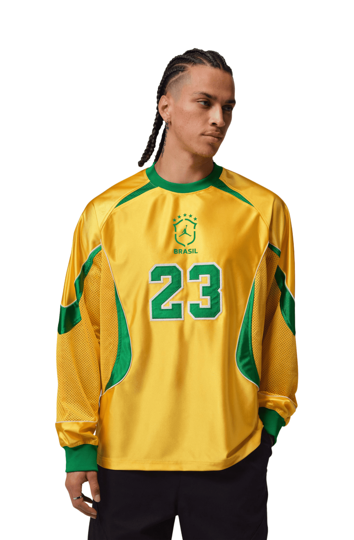Camiseta Jordan Brasil Manga Longa Goalie Amarelo/Verde - NewSkull