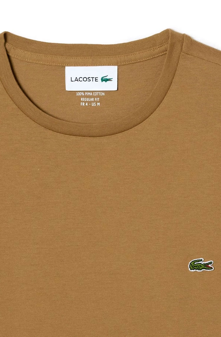Camiseta Lacoste Algodão Pima Castanho TH670923 IXQ - NewSkull