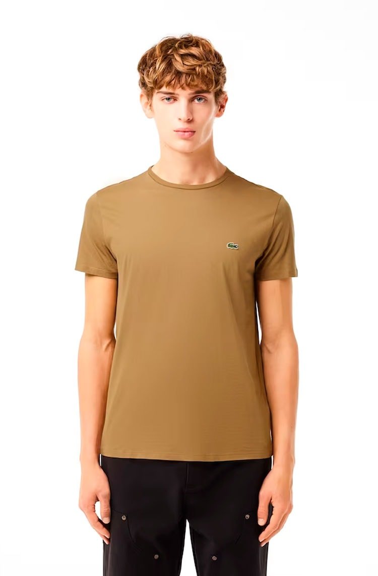 Camiseta Lacoste Algodão Pima Castanho TH670923 IXQ - NewSkull