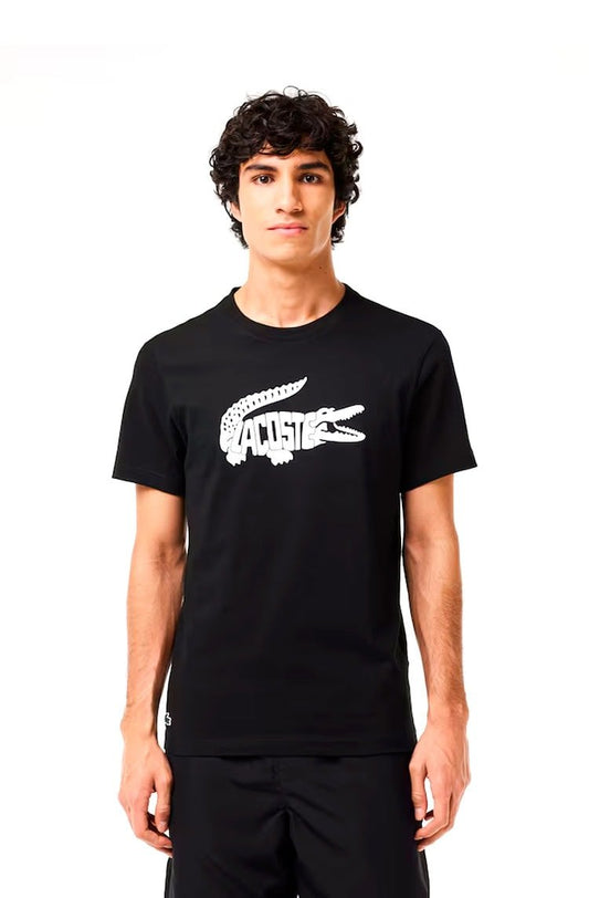 Camiseta Lacoste Esportiva Ultra - Dry Preto/Branco - NewSkull