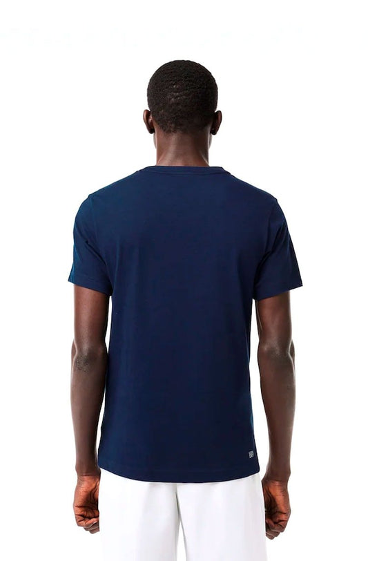 Camiseta Lacoste Esportiva Ultra - Seca com Estampa Azul Marinho - NewSkull