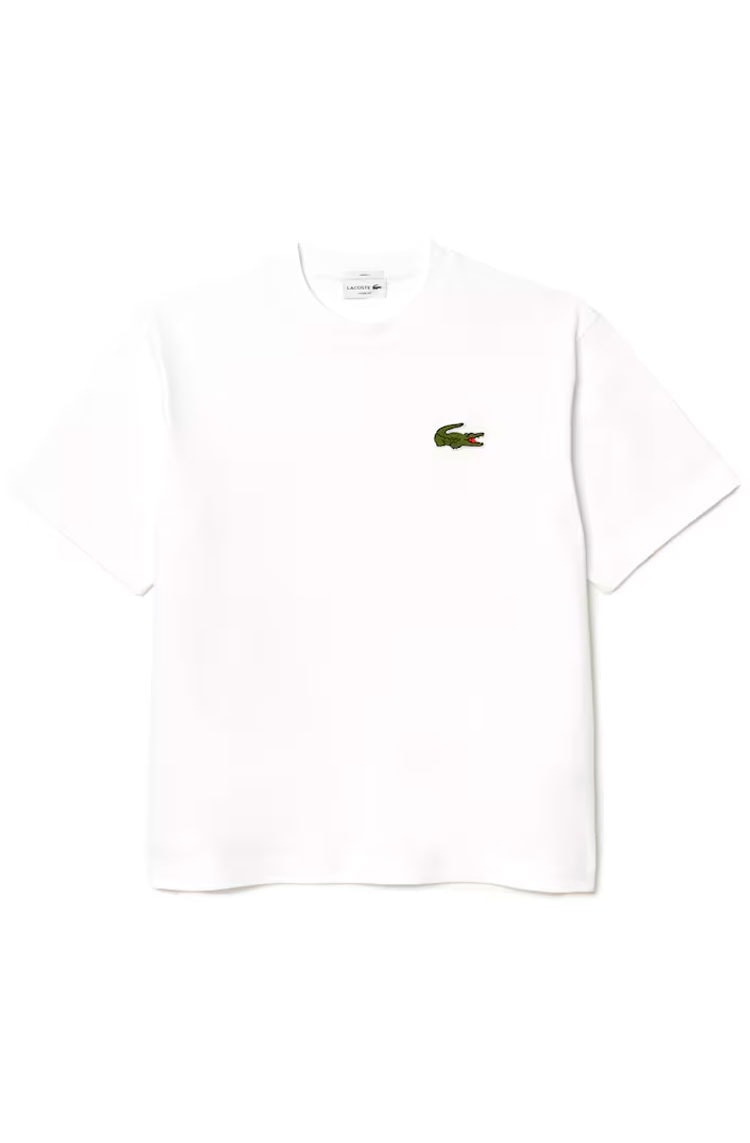 Camiseta Lacoste Loose Fit em Algodão Bordado Branco - NewSkull