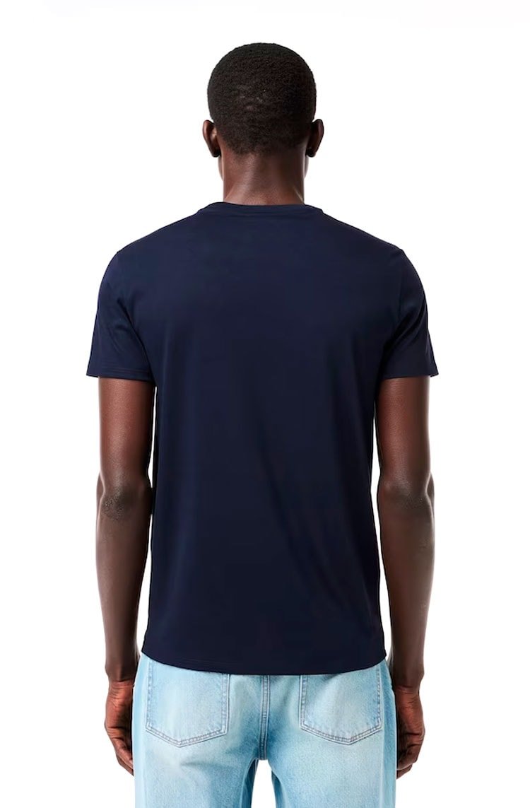 Camiseta Lacoste Masculina Algodão Pima Azul Marinho - NewSkull