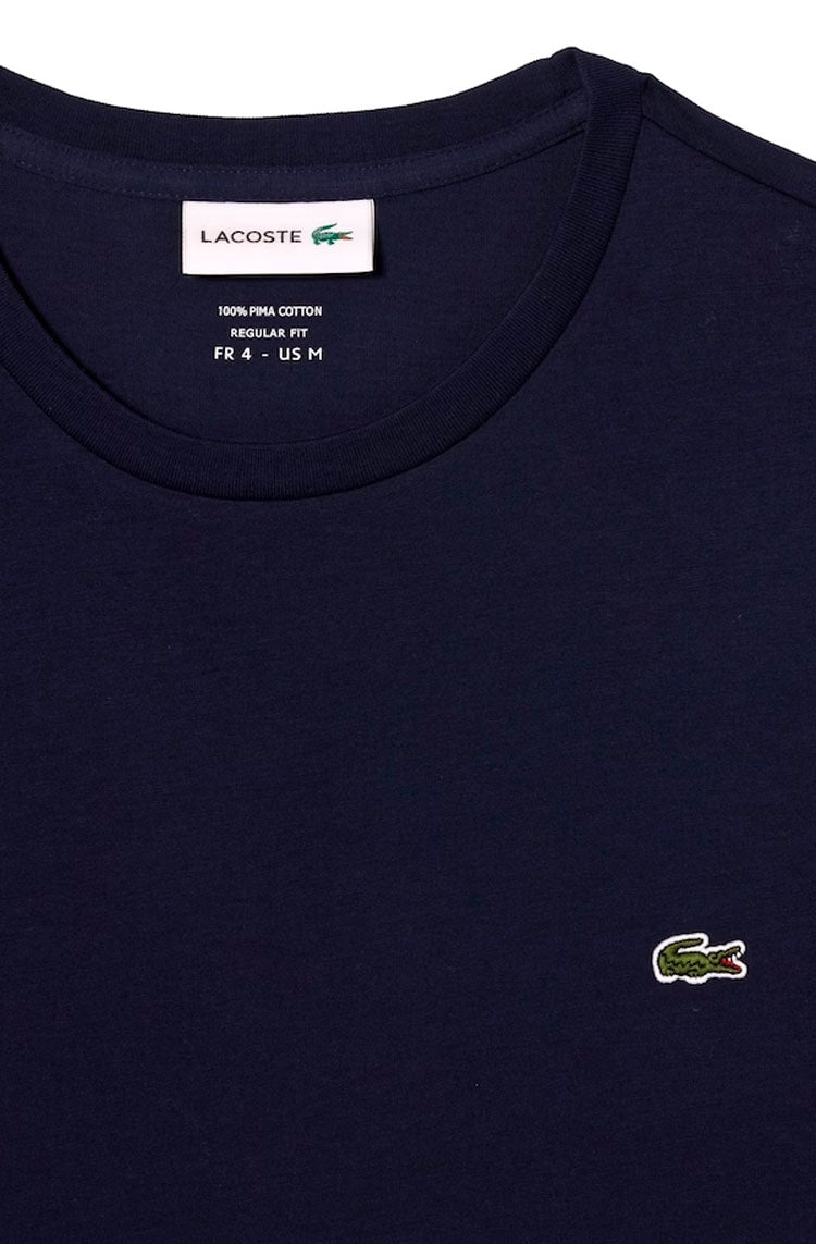 Camiseta Lacoste Masculina Algodão Pima Azul Marinho - NewSkull
