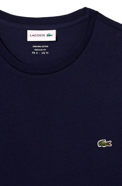 Camiseta Lacoste Masculina Algodão Pima Azul Marinho - NewSkull