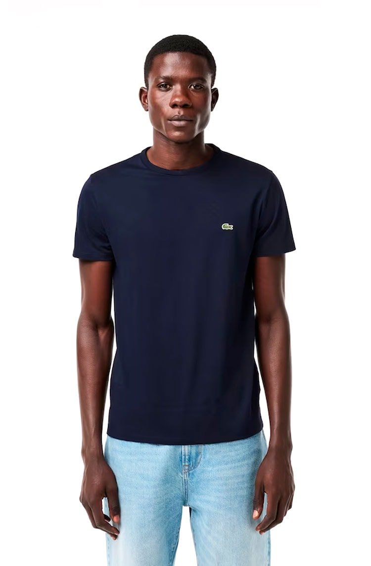 Camiseta Lacoste Masculina Algodão Pima Azul Marinho - NewSkull