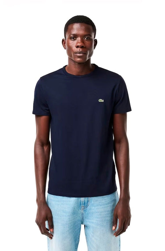 Camiseta Lacoste Masculina Algodão Pima Azul Marinho - NewSkull