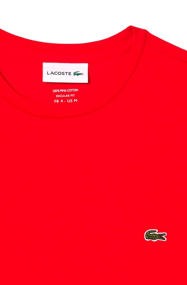 Camiseta Lacoste Masculina Algodão Pima Vermelho - NewSkull