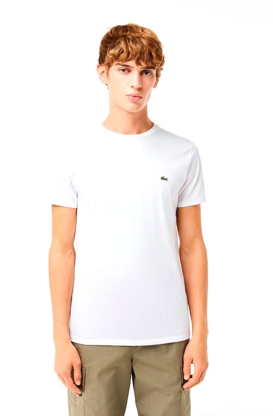 Camiseta Lacoste Masculino Algodão Pima Branco - NewSkull