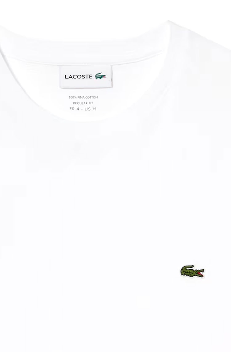 Camiseta Lacoste Masculino Algodão Pima Branco - NewSkull