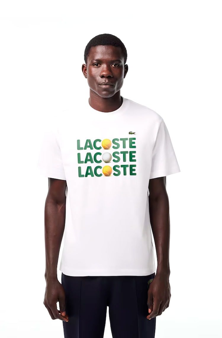 Camiseta Lacoste Masculino Classic Logo Tênis Triplo Branco - NewSkull