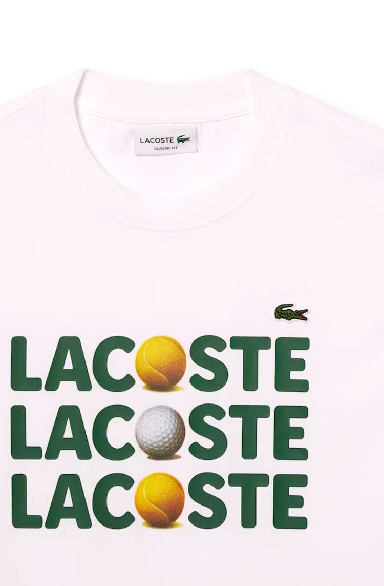 Camiseta Lacoste Masculino Classic Logo Tênis Triplo Branco - NewSkull