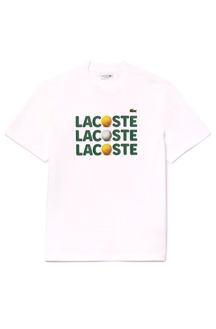 Camiseta Lacoste Masculino Classic Logo Tênis Triplo Branco - NewSkull